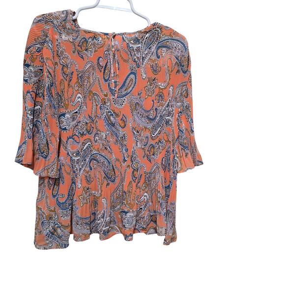 Boden Paisley Print Pleated Top Flutter Sleeve Plus 20/22 - Picture 2 of 7